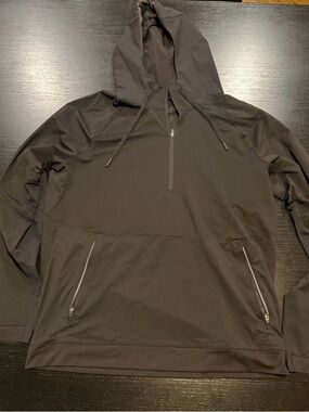Men's Black Hooded half zip hoodie